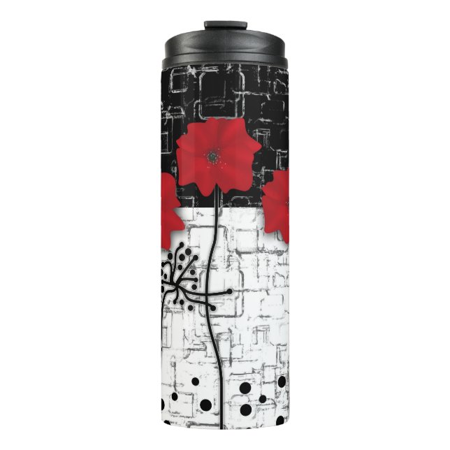 Red poppies  thermal tumbler (Front)