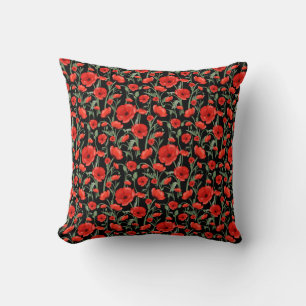 Red Poppies Throw Pillow