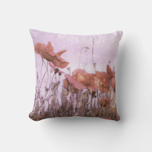 Red poppies throw pillow