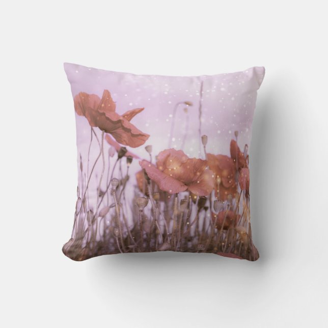 Red poppies throw pillow (Front)