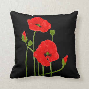 Red Poppies Throw Pillow
