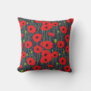 Red Poppies Throw Pillow