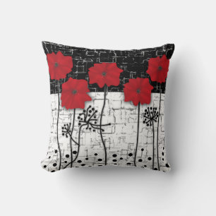Red poppies throw pillow