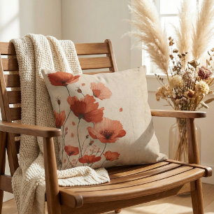 Red poppies. throw pillow
