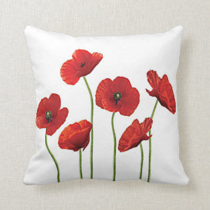 Red Poppies Throw Pillow