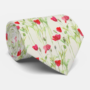 red poppies tie
