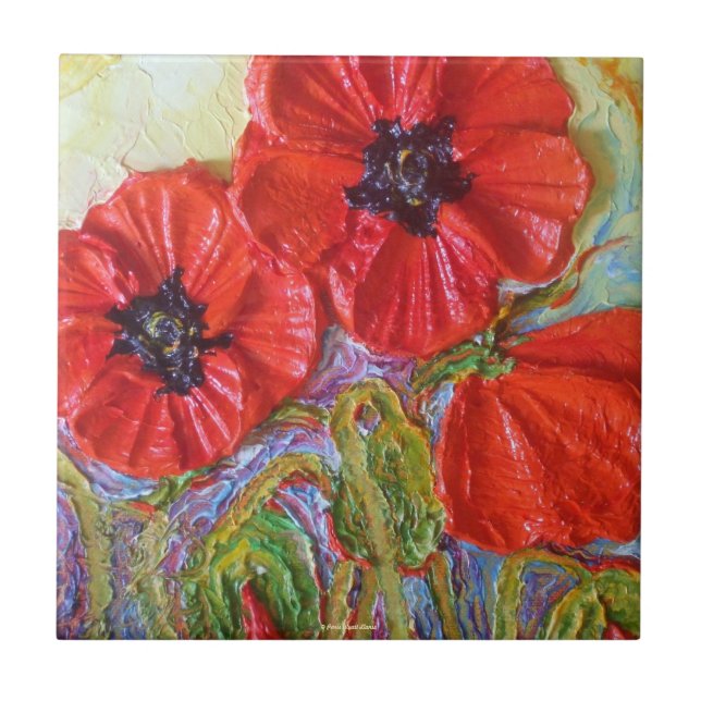 Red Poppies Tile (Front)