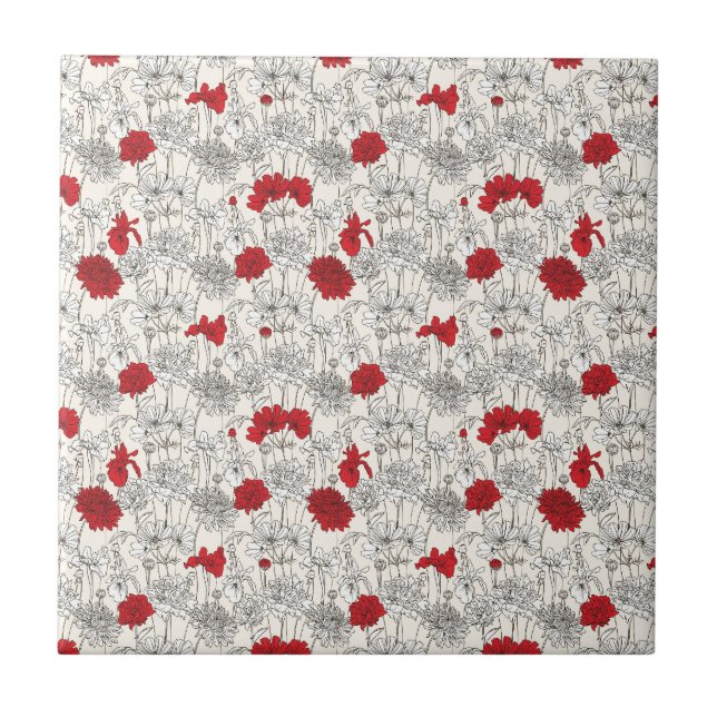 Red Poppies Tile (Front)