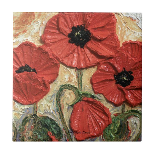 Red Poppies Tile (Front)