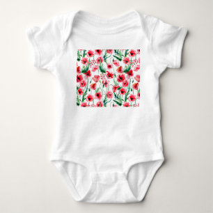 Red poppies: watercolor floral illustration baby bodysuit