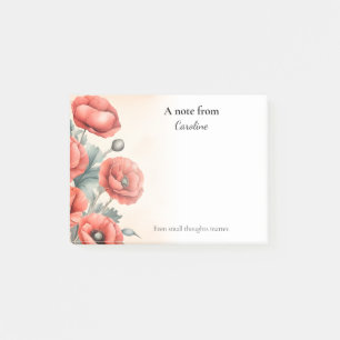 Red Poppies Watercolor Summer Blooms Post-it Notes