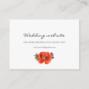 Red poppies watercolor wedding website card