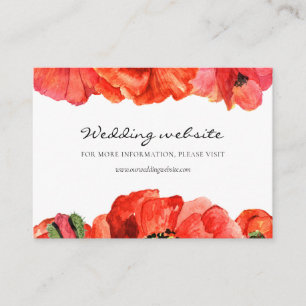 Red poppies watercolor wedding website card