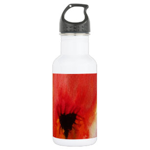 Red Poppies watercolour modern floral art 532 Ml Water Bottle