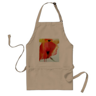 Red Poppies watercolour modern floral art Standard Apron