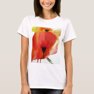 Red Poppies watercolour modern floral art T-Shirt