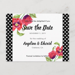 Red Poppies Wild Floral Wedding Save The Date Announcement Postcard