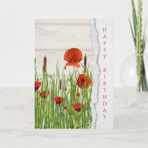 red poppies with cathththai card