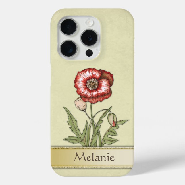 Red Poppies with name or monogram Case-Mate iPhone Case (Back)