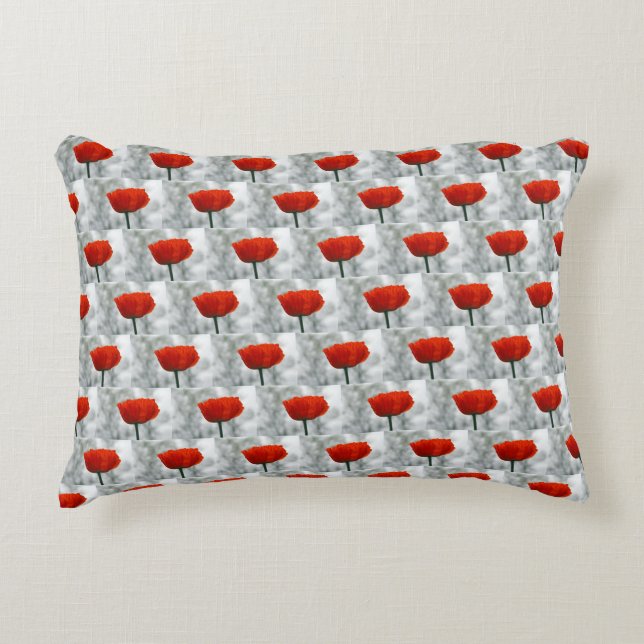 Red Poppy Accent Pillow (Front)