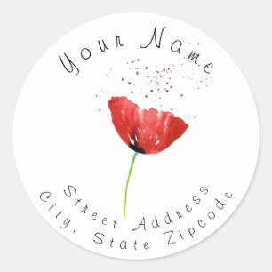 Red Poppy Address Label