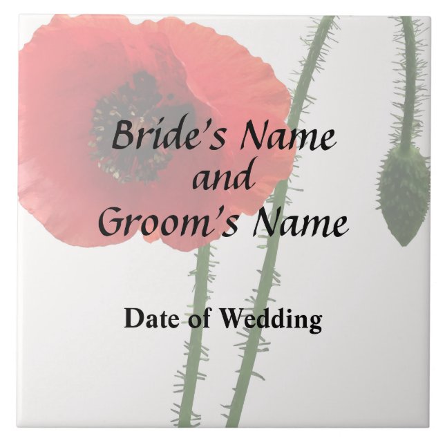 Red Poppy and Bud Wedding Products Tile (Front)