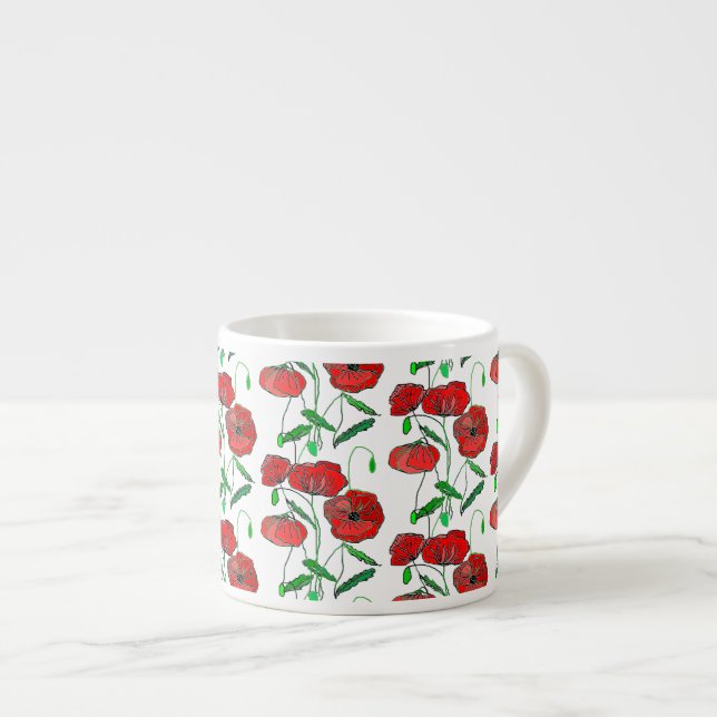 Red Poppy Art - Espresso Cup (Front Right)