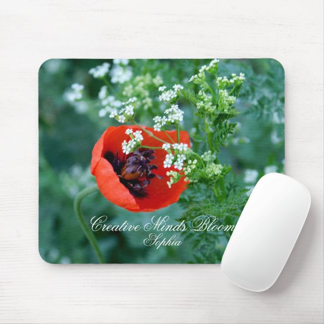 Red Poppy Art Personalized Mouse Pad (With Mouse)