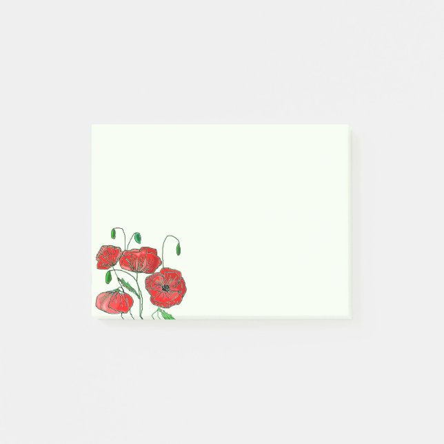 Red Poppy Art Post-it Notes (Front)