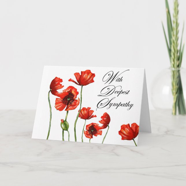 Red Poppy Bereavement (With Deepest Sympathy) Card (Front)