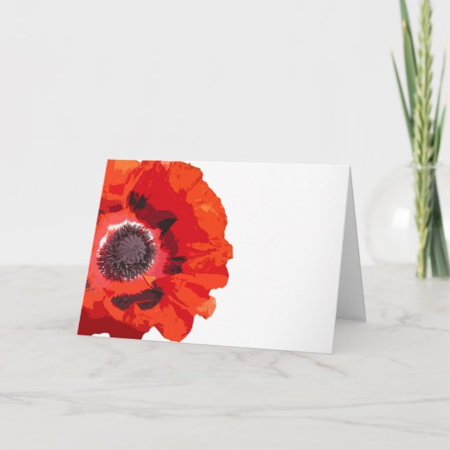 Red Poppy Blank Greeting Card (Front)