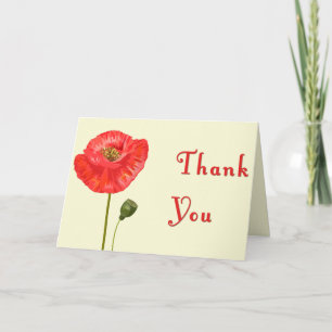 Red Poppy Blossom Thank You Card