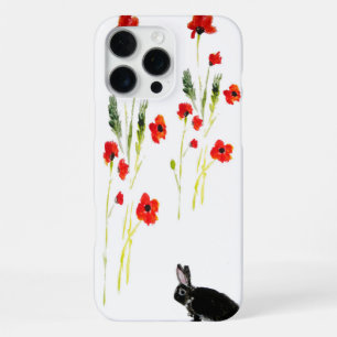 Red Poppy Bunny Rabbit Nature iPhone 16 Pro Max Case