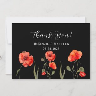 Red Poppy & Butfly Truck Mariage Carte de remercie
