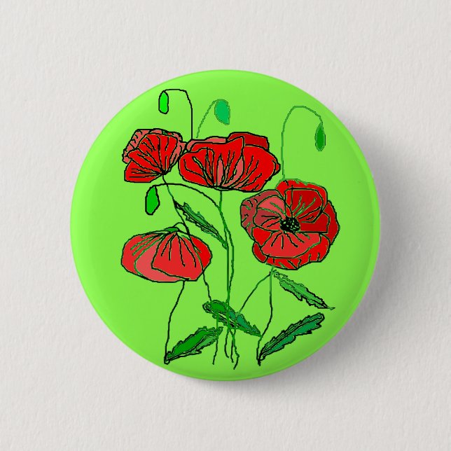 Red Poppy Button Green - Your Colours (Front)