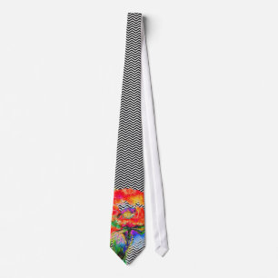 Red poppy chevron tie