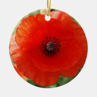 Red Poppy Christmas Ceramic Ornament
