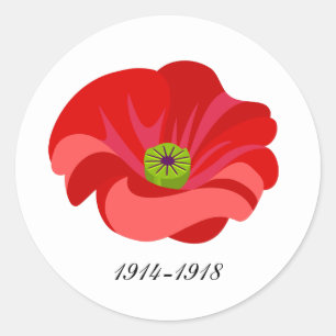 Red poppy commemorative classic round sticker