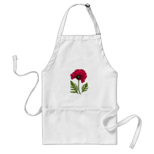 Red poppy drawing 3 standard apron