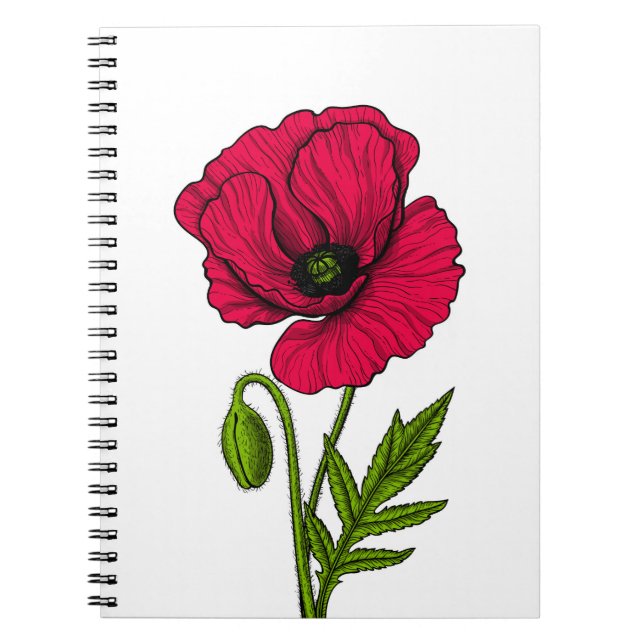 Red poppy drawing notebook (Front)
