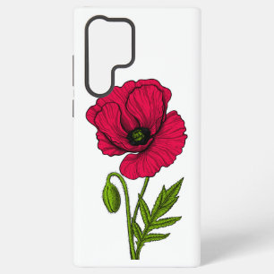 Red poppy drawing samsung galaxy case