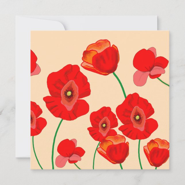 Red Poppy Field   Card (Front)