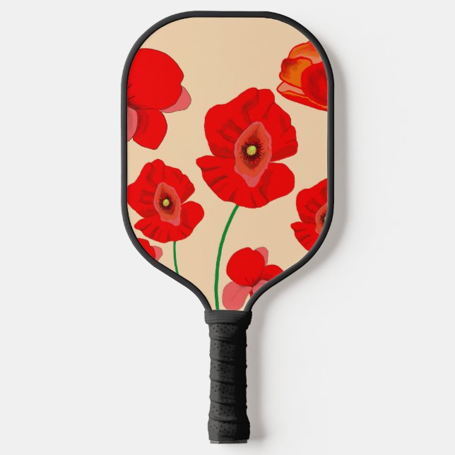 Red Poppy Field Pickleball Paddle (Front)