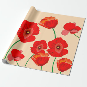 Red Poppy Field  Wrapping Paper