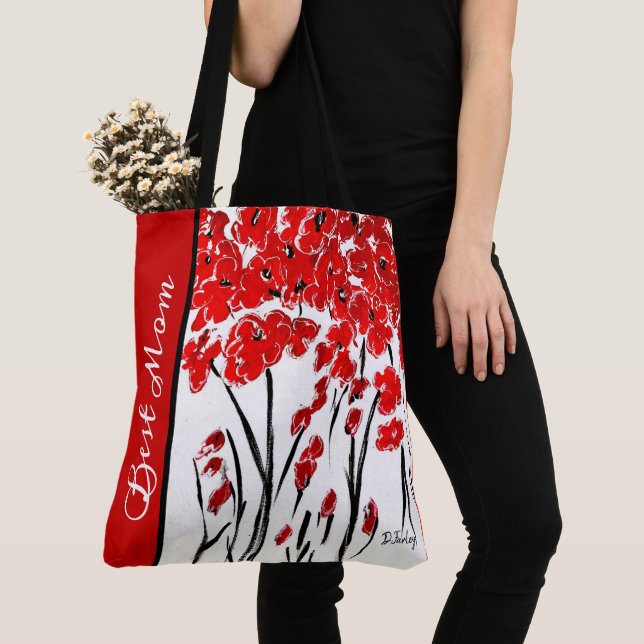 Red Poppy Fields Tote (Close Up)