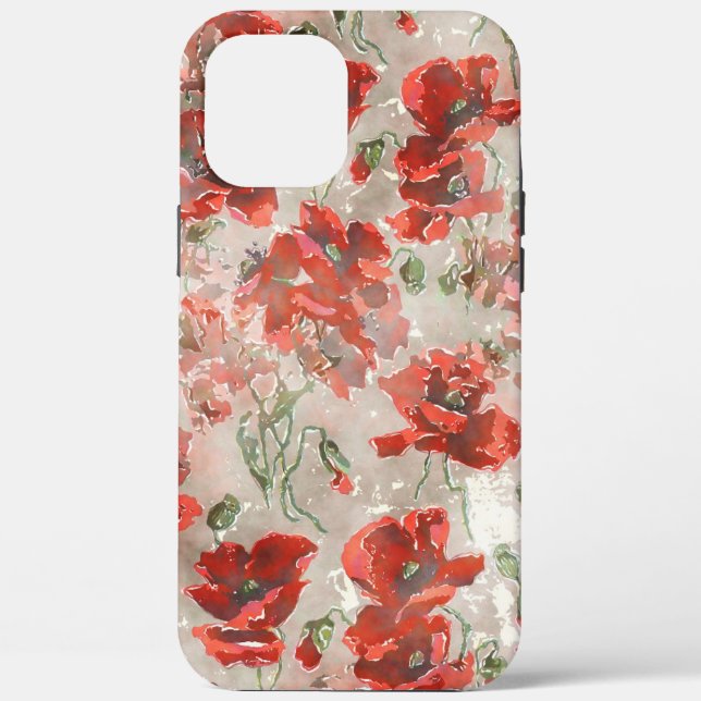 RED POPPY FLORAL BOTANICAL PATTERN Case-Mate iPhone CASE (Back)