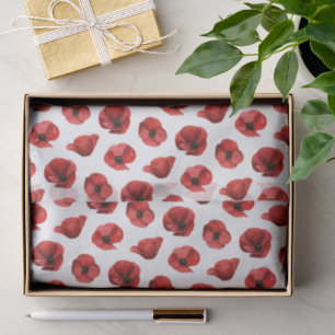 Red Poppy Floral Botanical Wildflower Wedding Tissue Paper