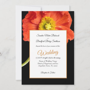 Red Poppy Floral Elegant Modern Custom  Wedding