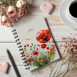 Red Poppy Floral Monogram Planner<br><div class="desc">Our "Poppy Floral Collection" features watercolor poppy flowers in two colours, periwinkle blue and deep red, paired with an elegant serif font. Check out other products from this collection in our store and contact us if you have any special requests.</div>