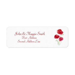 Red Poppy Floral- Nature - Address Label